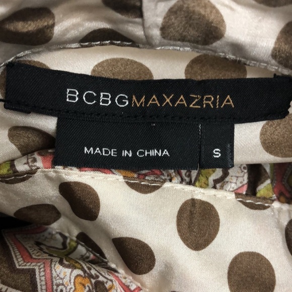 BCBGMaxAzria 100% Silk Polka Dot and Paisley Print Wrap Blouse - Picture 7 of 9